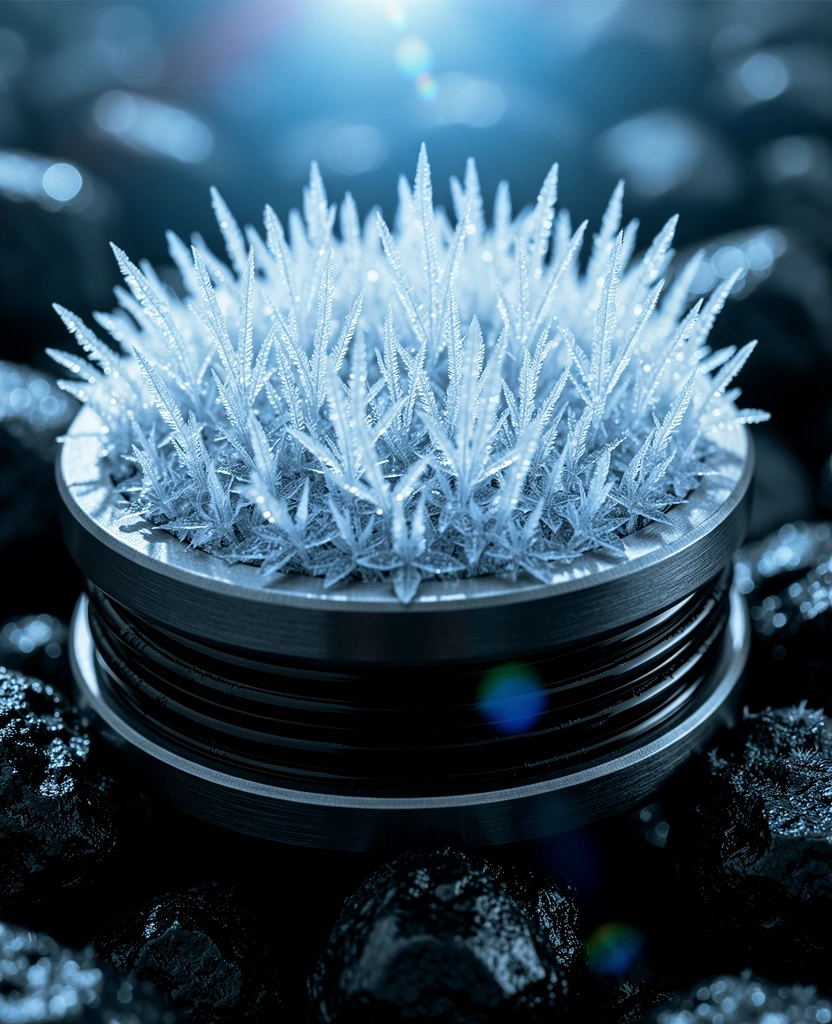 Frost patterns on metal