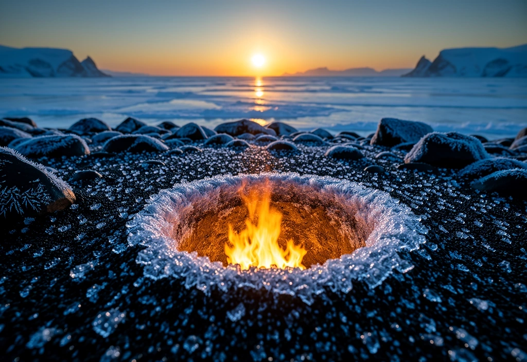 Midnight sun on arctic waters