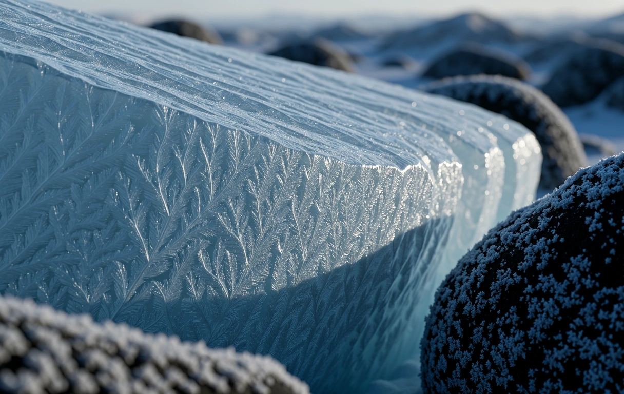Crystalline ice structure patterns